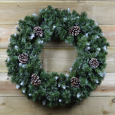 Snowtime 60Cm Snow King Fir Artificial Christmas Wreath from B&Q