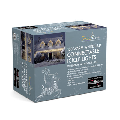 Snowtime 100 Connectable Icicle Lights Warm White Leds from B&Q