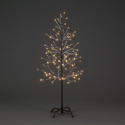 Snowtime 1.2M Brown Snowy Tree W/120 Ww Leds from B&Q