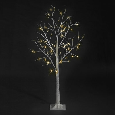 Snowtime 1.2M Birch Tree W/48 Warm White Leds from B&Q