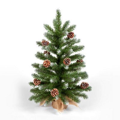 Snowtime 60Cm Mini Frosted Norway Tree With Pine Cones from B&Q