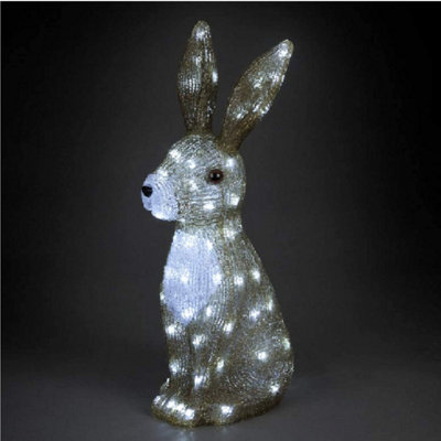 Snowtime 54Cm Acrylic Hare With 80 Ice White Leds from B&Q