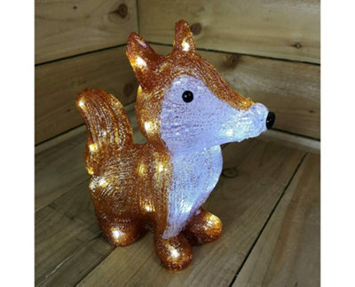 Snowtime 28Cm Acrylic Sitting Fox With 30 Ice White Led's from B&Q