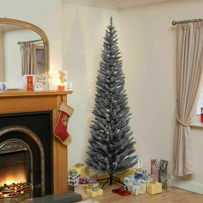 Snowtime 8Ft / 240Cm Pencil Pine Artificial Christmas Tree In Grey from B&Q
