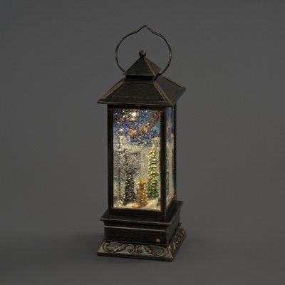 Snowtime Battery Water Lantern Of Cats And Dogs Watching Santa31Cm  Tall from B&Q