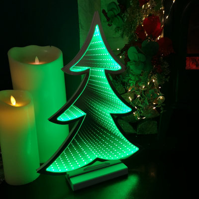 Samuel Alexander 40Cm Infinity Light Up Christmas Tree Decoration With Green Leds On Wooden Base from B&Q