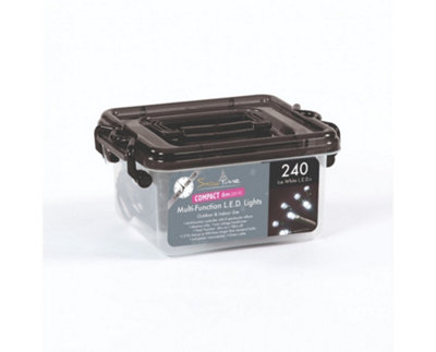 Snowtime 240 Multi-Function Compact Led Lights In Ice White6M Lit Length from B&Q