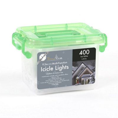 Snowtime 400 Ice White Led Icicle Chasing Lights With Timer from B&Q