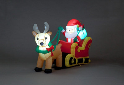 Snowtime 103Cm Inflatable SantaSleigh & 1 Reindeer W/12 Leds from B&Q