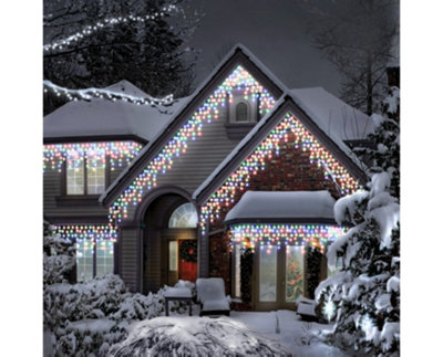 Snowtime 600 Multi-Function Icicle Led Lights In Multicolour14.3M Lit Length from B&Q