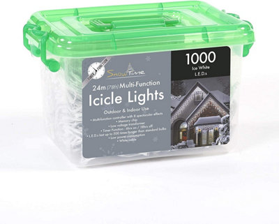 Snowtime 1000 Ice White Led Icicle Lights Multi-Function With Timer from B&Q