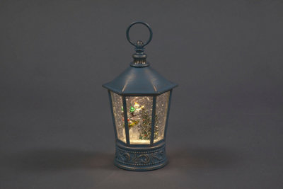 Snowtime Battery-Operated 26Cm Water Lantern With Snowman And Christmas Tree Scene: Warm Led, Timer Function White