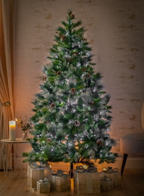 6Ft Christmas Artificial Snow Covered Tree With Pinecones from B&Q