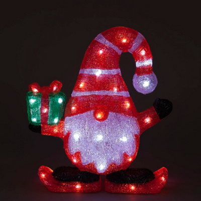 Snowtime 40Cm Christmas Acrylic Gonk Standing Santa Holding A PresentLit  With 50 White Leds from B&Q