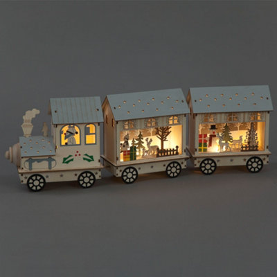 Snowtime B/o 16Cm Wooden Train W/scene In Carriages /14 Ww Leds from B&Q