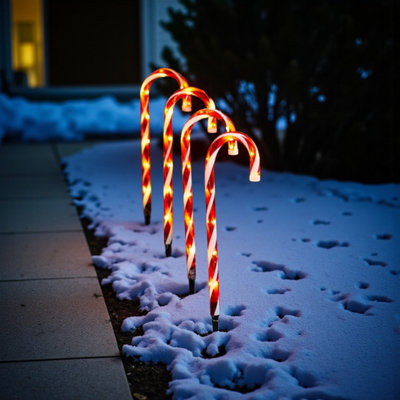 4 Pack Candy Cane Christmas Stake Lights from B&Q