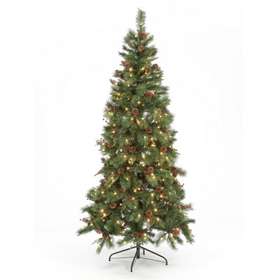 Snowtime 150Cm Pre-Lit Cranberry Pine Tree W/150 Ww Leds from B&Q
