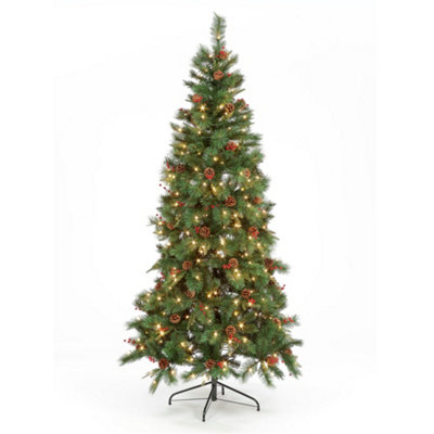 Snowtime 225Cm Pre-Lit Cranberry Pine Tree W/450 Ww Leds from B&Q