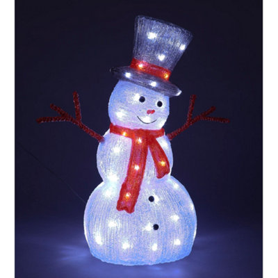 Snowtime 55Cm Acrylic Snowman W/top Hat & Red Scarf from B&Q