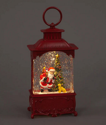 Snowtime Santa And Dog Christmas Water Lantern Light Up Snow Globe Decoration24Cm from B&Q