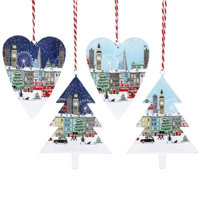 Stella Graham Unisex Multicolor Set Of 4 London Scene-Shaped Christmas Tree Decorations - Image 3