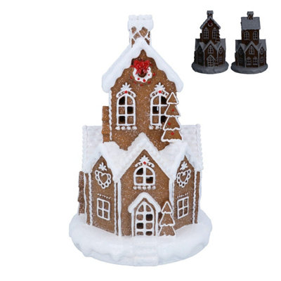 Stella Graham Unisex White Snowy Light Up Gingerbread House Christmas Ornament In - Image 3