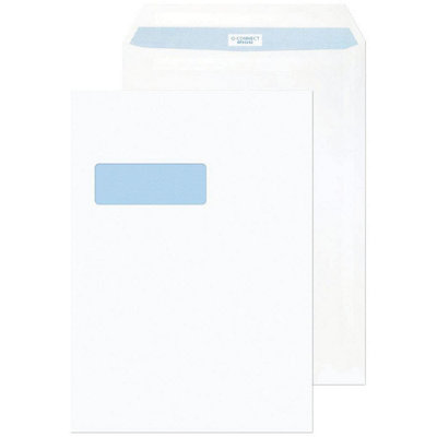 Q-Connect C4 Envelope 100 Gsm Window Peel And SealWhitePack Of 250 from B&Q
