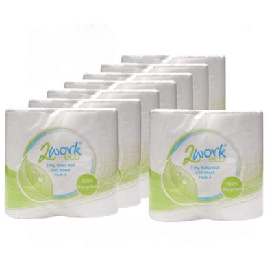 2Work Recycled 2-Ply Toilet Roll 320 Sheets (Pack Of 36) Kf03808 from B&Q