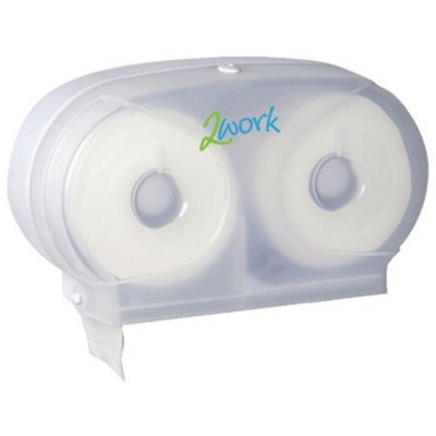 2Work Micro Twin Toilet Roll Dispenser White 2W06438 from B&Q