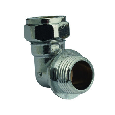 Plumbright Compression Elbow Male 15mm X 1/2" Chrome Plated P802Cp08 from B&Q