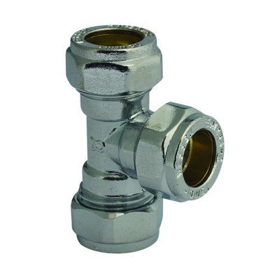 Plumbright Compression Equal Tee 22mm Chrome Plated G31822Cp from B&Q