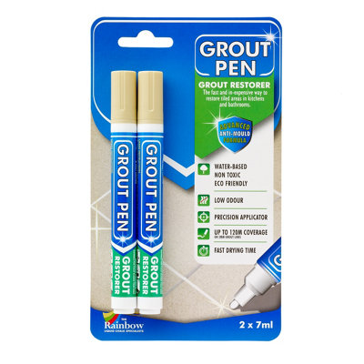 B&Q -  Twin Pack Grout PenDesigned For Restoring Tile Grout In Bathrooms & Kitchens (Cream)