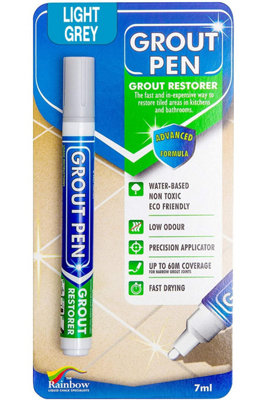 B&Q -  Grout Pen X1- Designed For Restoring Tile Grout In Bathrooms & Kitchens (Light Grey)