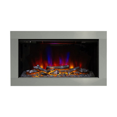 Newland Avella Brushed Steel Inset Wall Mounted Electric Fire from B&Q