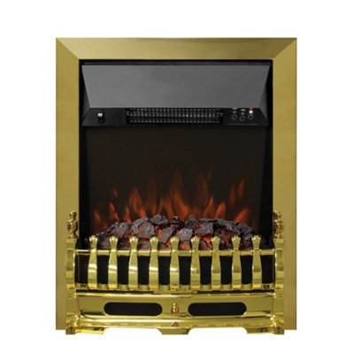 Newland Bayden Brass Inset Electric Fire With Remote Control from B&Q