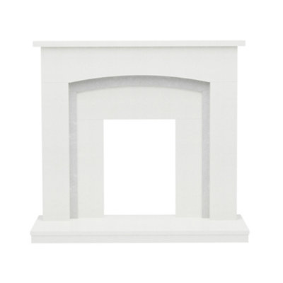 Be Modern Lauretta White Micro-Marble Fireplace Surround Set from B&Q