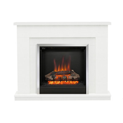 Be Modern Evelina Black & White Chrome Effect Inset Electric Fire Suite from B&Q