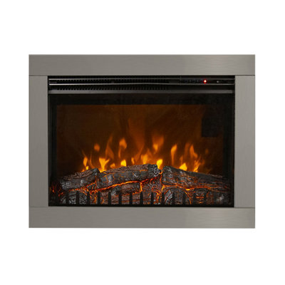 Newland Adali Brushed Steel Inset Wall Mounted Electric Fire from B&Q
