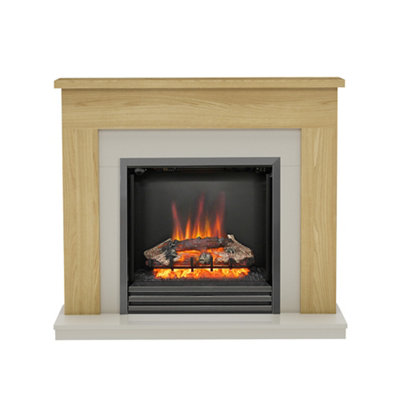 Be Modern Blakemere Stone Oak Effect Inset Electric Fire Suite from B&Q