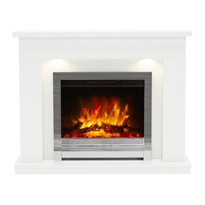 Be Modern Ellenslea White Marble Inset Electric Fire Suite from B&Q