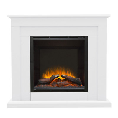 Newland Beadnell 46" Ice White Timber Electric Fireplace from B&Q