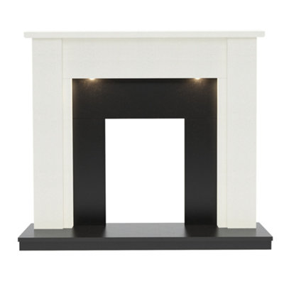Be Modern Elysian Gloss White & Black Micro Marble Fire Surround from B&Q