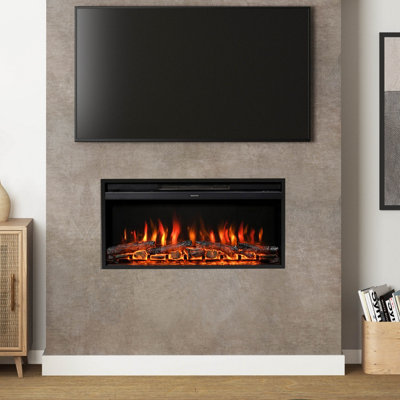 Newland Rodwell 36" Black Inset Wall Mounted Electric Fire from B&Q
