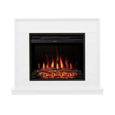Newland Salehurst 38" Timber Electric Fireplace In Ash White from B&Q