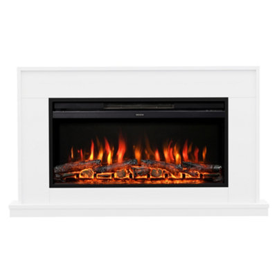 Newland Salehurst 52" Timber Electric Fireplace In Ash White from B&Q
