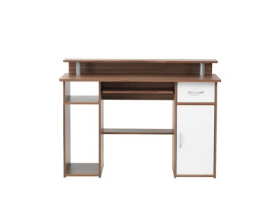 Alphason Albany Desk With 1 Drawer And 1 Door In Walnut White