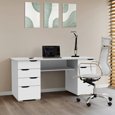Alphason Dorel Home Kentucky Desk With 1 Door And 5 DrawersMat White Effect from B&Q