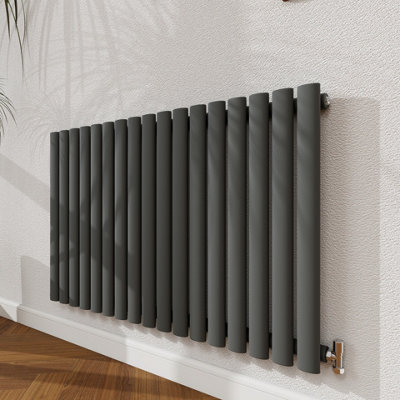 Probaty Bathrooms Radiator 600X1003mm Anthracite Horizontal Single Oval Column Designer Central Heating Rad from B&Q