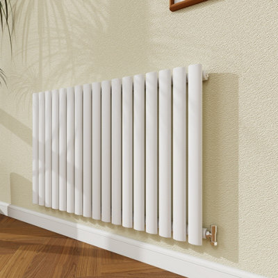 Probaty Bathrooms Radiator 600X1003mm White Horizontal Single Oval Column Designer Central Heating Rad from B&Q