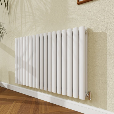 Probaty Bathrooms Radiator 600X1003mm White Horizontal Double Oval Column Designer Central Heating Rad from B&Q